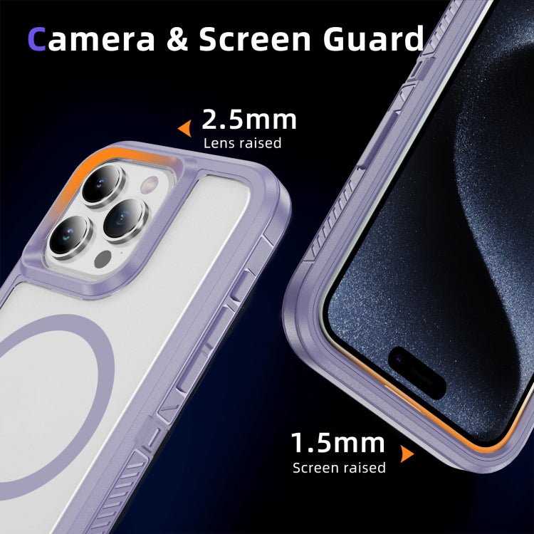 For iPhone 13 Pro Max Guard Magsafe Magnetic Ring Matte Phone Case(Light Purple) by buy2fix