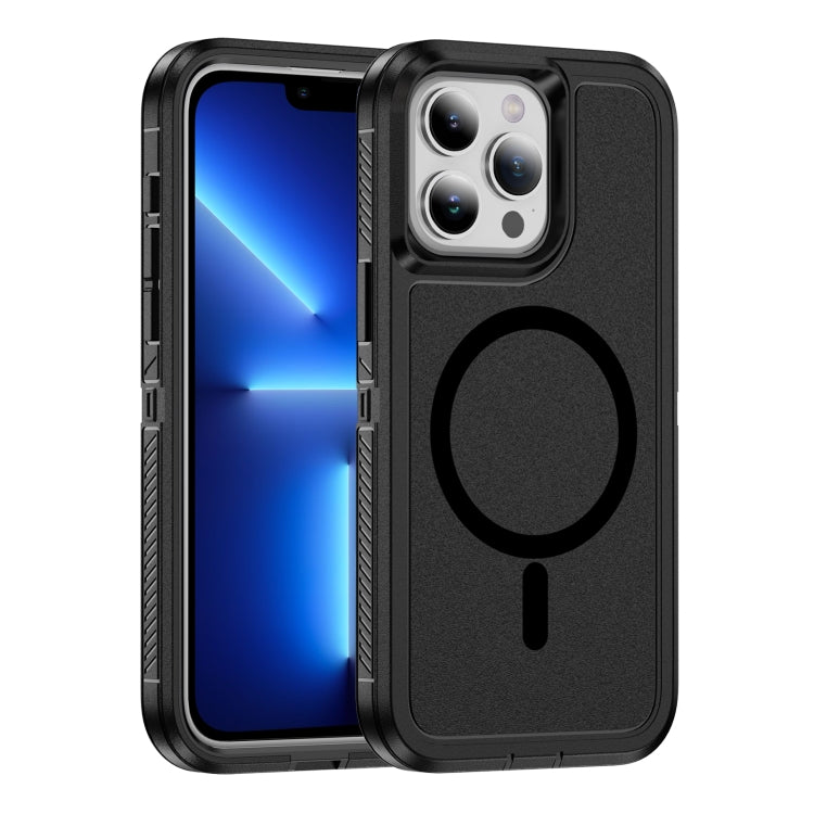 For iPhone 13 Pro Guard Magsafe Magnetic Ring Matte Phone Case(Black) by buy2fix