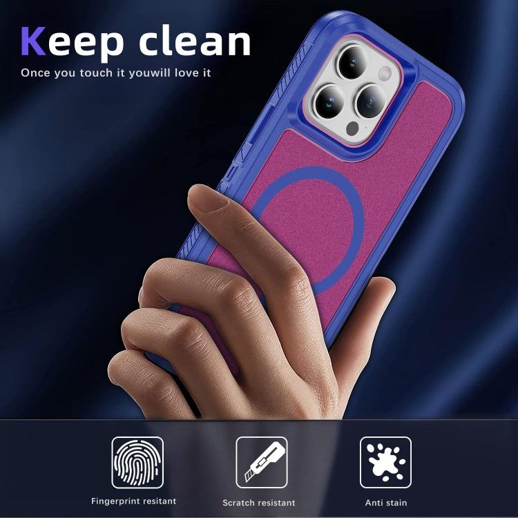 For iPhone 12 / 12 Pro Guard Magsafe Magnetic Ring Matte Phone Case(Blue+Rose Red) by buy2fix