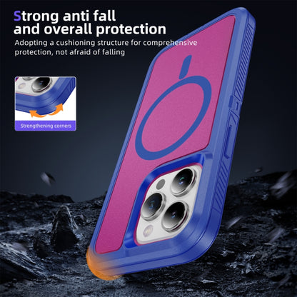 For iPhone 12 / 12 Pro Guard Magsafe Magnetic Ring Matte Phone Case(Blue+Rose Red) by buy2fix
