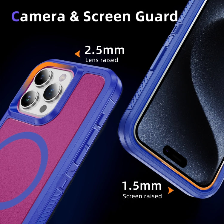 For iPhone 12 / 12 Pro Guard Magsafe Magnetic Ring Matte Phone Case(Blue+Rose Red) by buy2fix