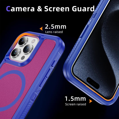 For iPhone 12 / 12 Pro Guard Magsafe Magnetic Ring Matte Phone Case(Blue+Rose Red) by buy2fix