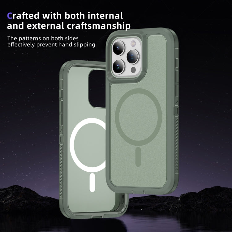 For iPhone 12 Pro Max Guard Magsafe Magnetic Ring Matte Phone Case(Green) by buy2fix