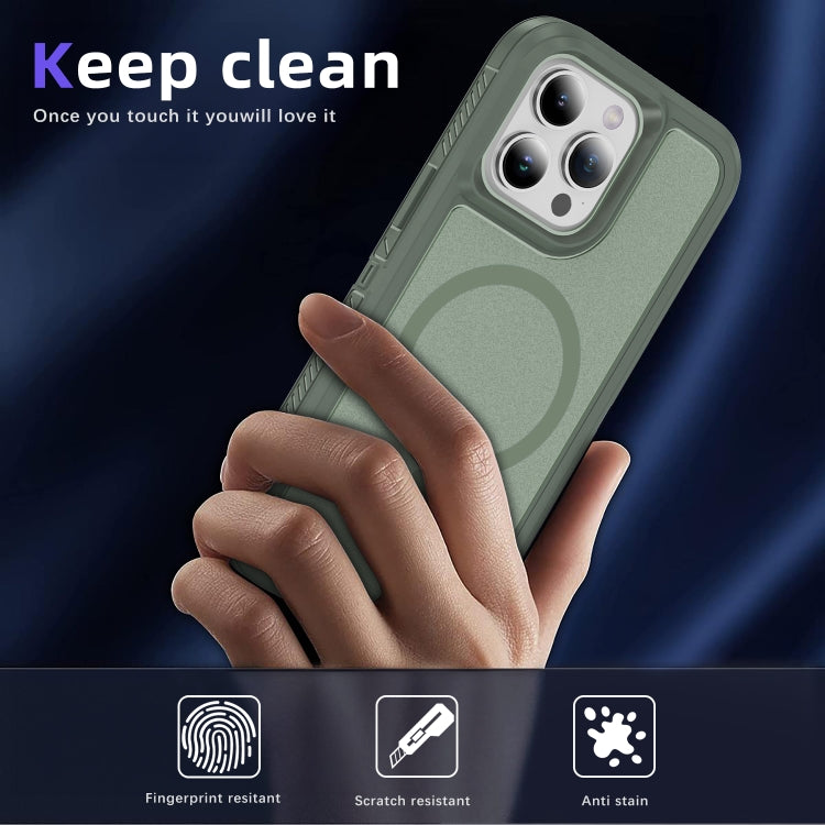 For iPhone 12 Pro Max Guard Magsafe Magnetic Ring Matte Phone Case(Green) by buy2fix