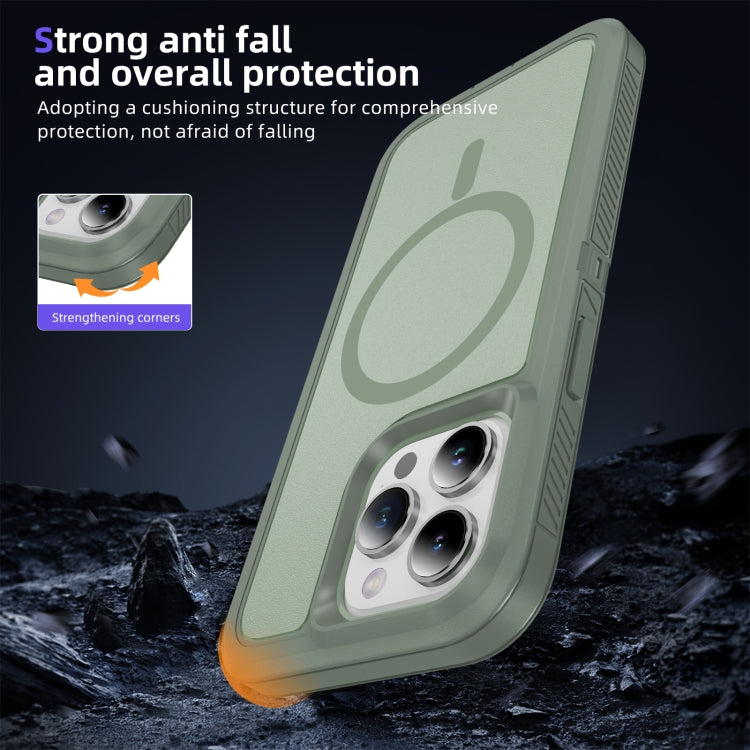 For iPhone 12 Pro Max Guard Magsafe Magnetic Ring Matte Phone Case(Green) by buy2fix