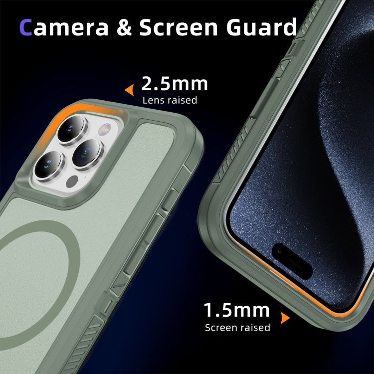 For iPhone 12 Pro Max Guard Magsafe Magnetic Ring Matte Phone Case(Green) by buy2fix