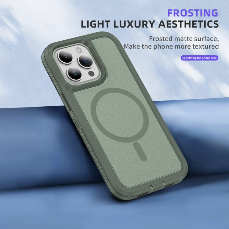 For iPhone 12 Pro Max Guard Magsafe Magnetic Ring Matte Phone Case(Green) by buy2fix