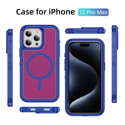 For iPhone 12 Pro Max Guard Magsafe Magnetic Ring Matte Phone Case(Blue+Rose Red) by buy2fix