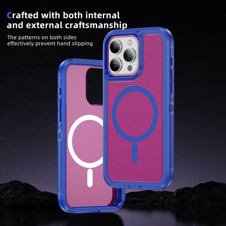 For iPhone 12 Pro Max Guard Magsafe Magnetic Ring Matte Phone Case(Blue+Rose Red) by buy2fix