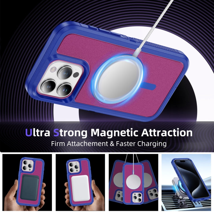 For iPhone 12 Pro Max Guard Magsafe Magnetic Ring Matte Phone Case(Blue+Rose Red) by buy2fix