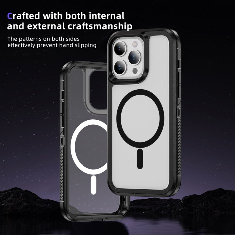 For iPhone 11 / XR Guard Magsafe Magnetic Ring Matte Phone Case(Black+Transparent) by buy2fix