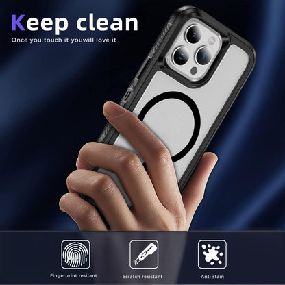 For iPhone 11 / XR Guard Magsafe Magnetic Ring Matte Phone Case(Black+Transparent) by buy2fix