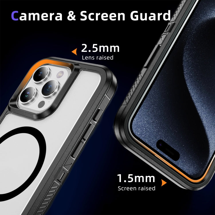 For iPhone 11 / XR Guard Magsafe Magnetic Ring Matte Phone Case(Black+Transparent) by buy2fix