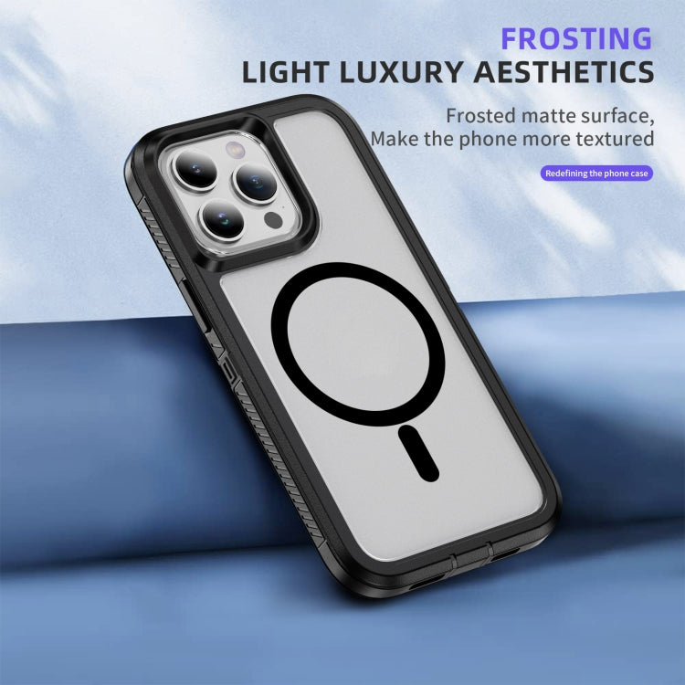 For iPhone 11 / XR Guard Magsafe Magnetic Ring Matte Phone Case(Black+Transparent) by buy2fix