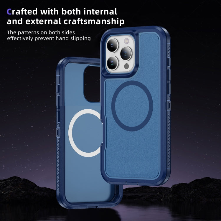 For iPhone 16 Pro Max Guard Magsafe Magnetic Ring Matte Phone Case(Royal Blue) by buy2fix