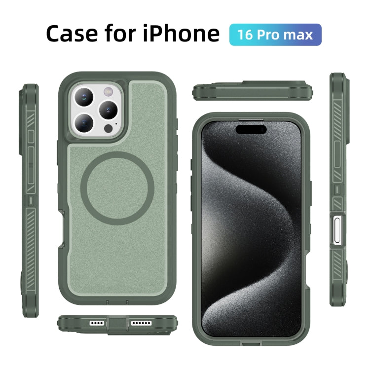 For iPhone 16 Pro Max Guard Magsafe Magnetic Ring Matte Phone Case(Green) by buy2fix