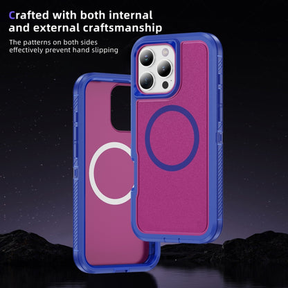 For iPhone 16 Pro Max Guard Magsafe Magnetic Ring Matte Phone Case(Blue+Rose Red) by buy2fix