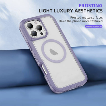 For iPhone 16 Pro Max Guard Magsafe Magnetic Ring Matte Phone Case(Light Purple) by buy2fix