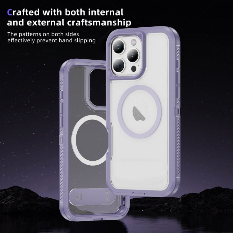 For iPhone 16 Pro Max Guard Magsafe Magnetic Ring Matte Phone Case(Light Purple) by buy2fix