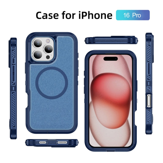 For iPhone 16 Pro Guard Magsafe Magnetic Ring Matte Phone Case(Royal Blue) by buy2fix