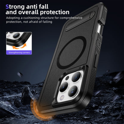 For iPhone 16 Pro Guard Magsafe Magnetic Ring Matte Phone Case(Black) by buy2fix