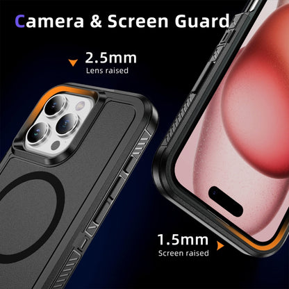 For iPhone 16 Pro Guard Magsafe Magnetic Ring Matte Phone Case(Black) by buy2fix