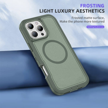 For iPhone 16 Pro Guard Magsafe Magnetic Ring Matte Phone Case(Green) by buy2fix