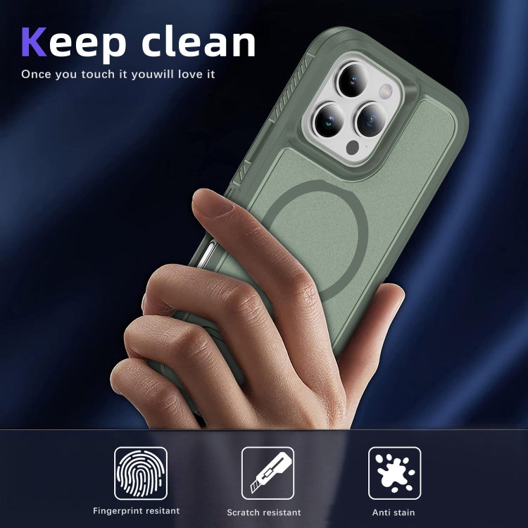 For iPhone 16 Pro Guard Magsafe Magnetic Ring Matte Phone Case(Green) by buy2fix