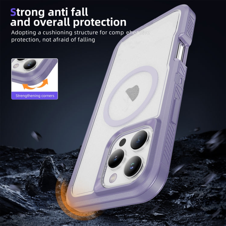 For iPhone 16 Pro Guard Magsafe Magnetic Ring Matte Phone Case(Light Purple) by buy2fix