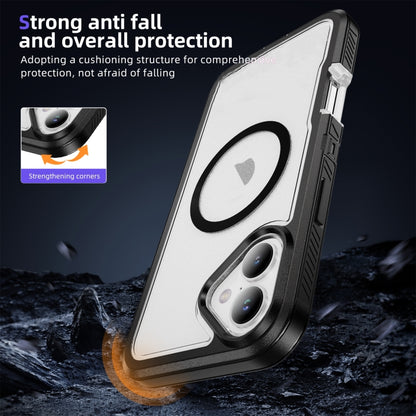 For iPhone 16 Plus Guard Magsafe Magnetic Ring Matte Phone Case(Black+Transparent) - iPhone 16 Plus Cases by buy2fix | Online Shopping UK | buy2fix