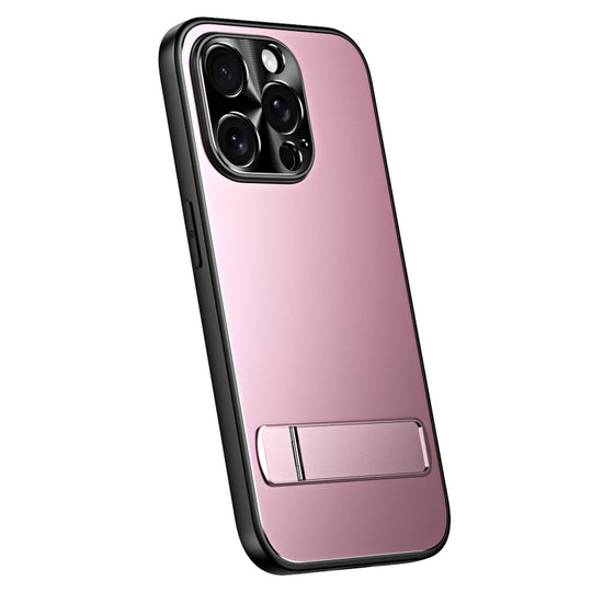 For iPhone 13 Pro R-JUST RJ-61 Electroplating Frosted TPU + PC Phone Case with Holder(Pink)