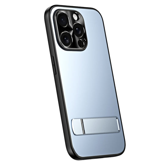 For iPhone 13 Pro R-JUST RJ-61 Electroplating Frosted TPU + PC Phone Case with Holder(Blue)