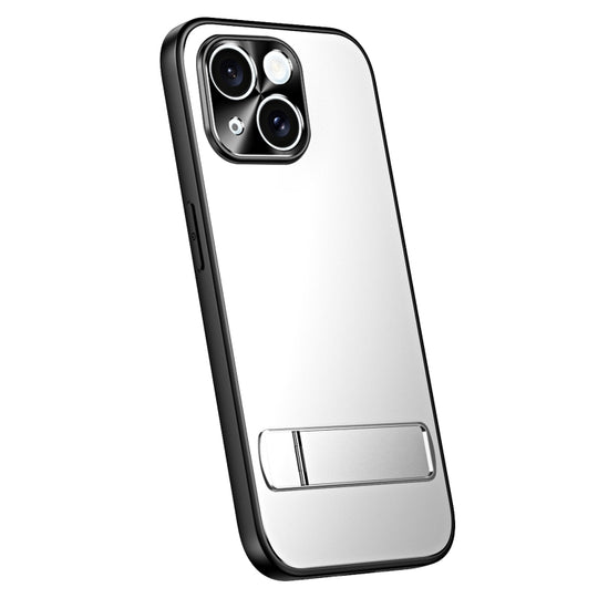 For iPhone 13 R-JUST RJ-61 Electroplating Frosted TPU + PC Phone Case with Holder(Silver)
