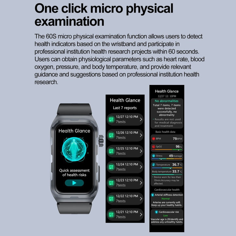 TK79 1.47 inch IP68 Waterproof Smart Watch, Support ECG / Blood Glucose / Blood Oxygen Monitoring / Uric Acid(Black) by buy2fix