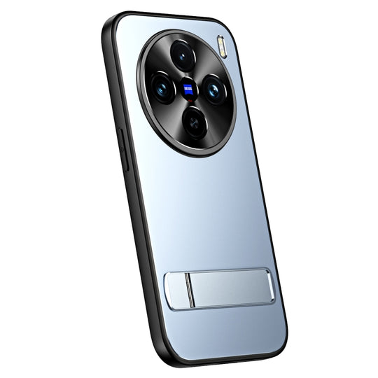 For vivo X100 R-JUST RJ-61 Electroplating Frosted TPU + PC Phone Case with Holder(Blue)