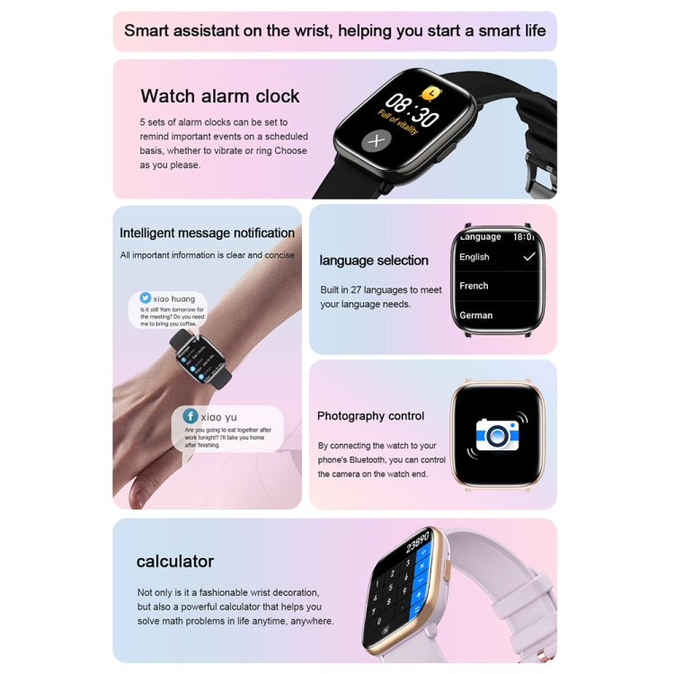 HD12 1.75 inch IP68 Waterproof Smart Watch, Support Blood Oxygen Monitoring(Pink) by buy2fix