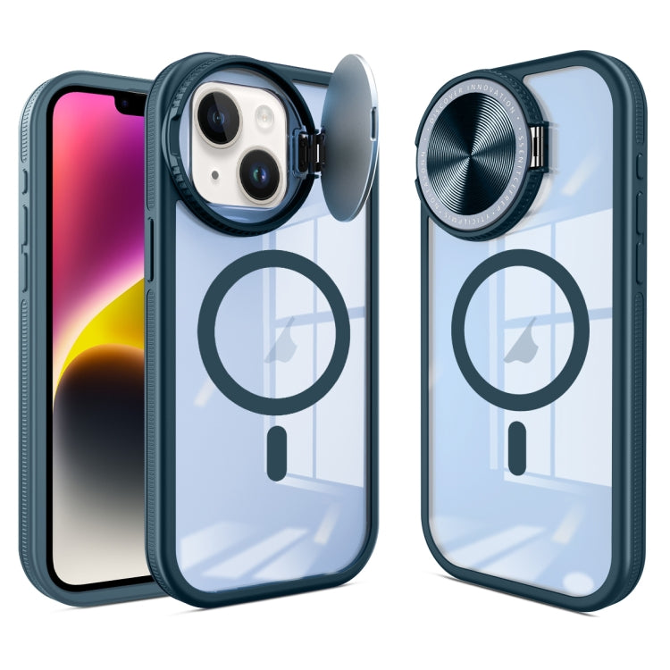 For iPhone 14 Round Camshield MagSafe TPU Hybrid PC Phone Case(Blue) by buy2fix