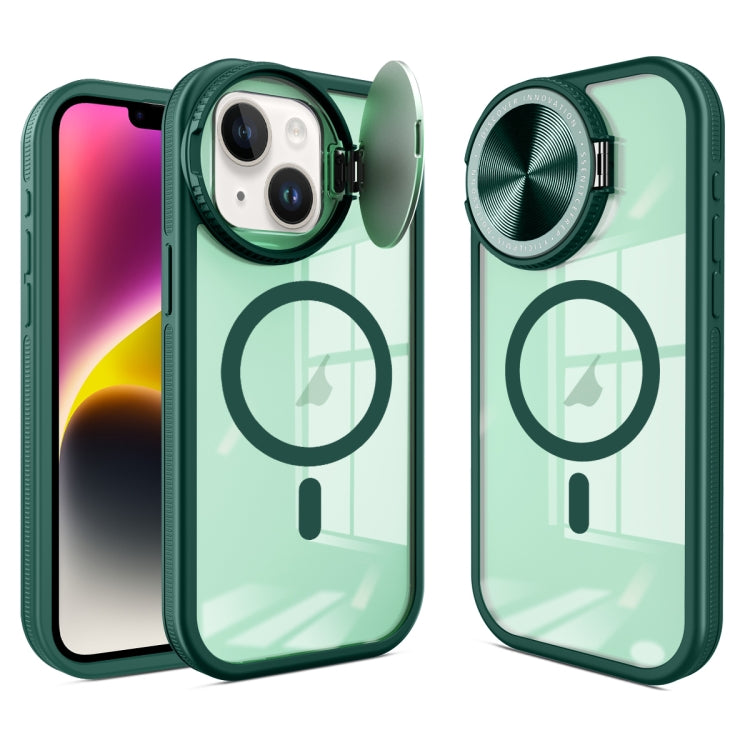 For iPhone 14 Round Camshield MagSafe TPU Hybrid PC Phone Case(Green) by buy2fix