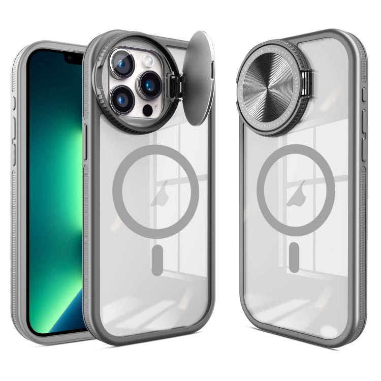 For iPhone 13 Pro Round Camshield MagSafe TPU Hybrid PC Phone Case(Grey) by buy2fix