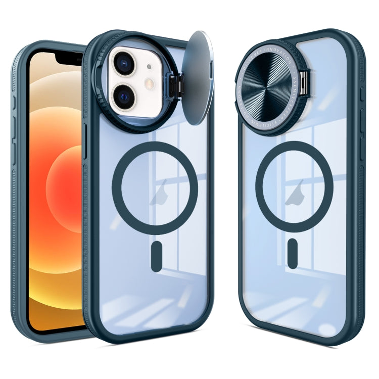 For iPhone 12 Round Camshield MagSafe TPU Hybrid PC Phone Case(Blue) by buy2fix