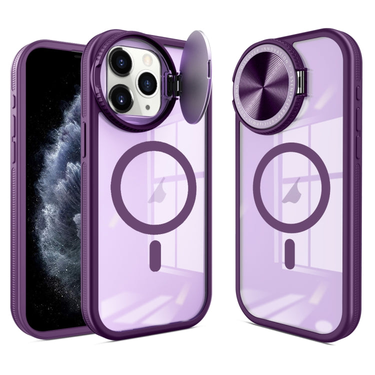 For iPhone 11 Pro Max Round Camshield MagSafe TPU Hybrid PC Phone Case(Purple) by buy2fix