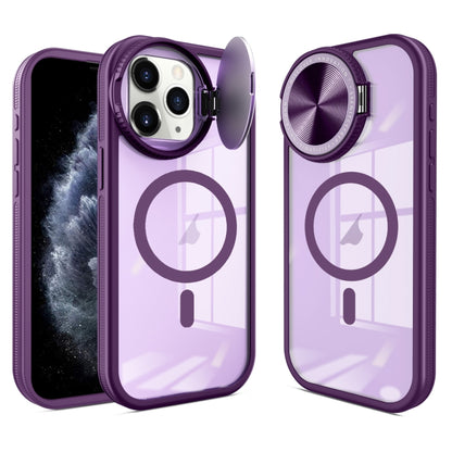 For iPhone 11 Pro Max Round Camshield MagSafe TPU Hybrid PC Phone Case(Purple) by buy2fix