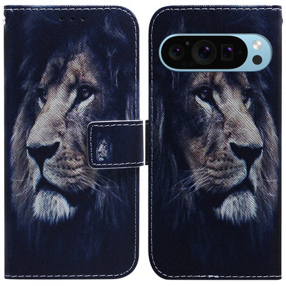 For Google Pixel 9 Pro Coloured Drawing Flip Leather Phone Case(Lion) by buy2fix