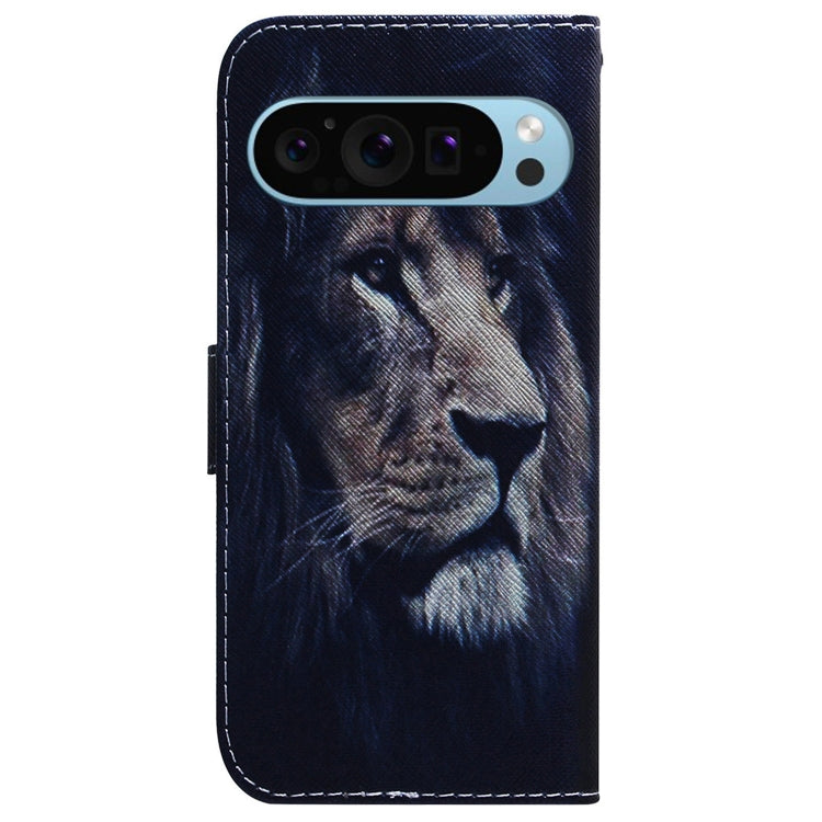 For Google Pixel 9 Pro Coloured Drawing Flip Leather Phone Case(Lion) by buy2fix