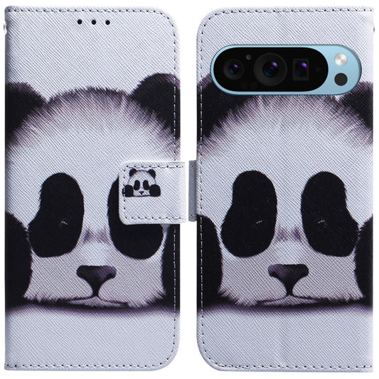 For Google Pixel 9 Pro Coloured Drawing Flip Leather Phone Case(Panda) by buy2fix