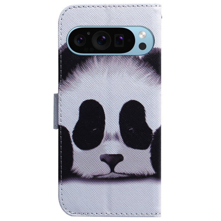 For Google Pixel 9 Pro Coloured Drawing Flip Leather Phone Case(Panda) by buy2fix