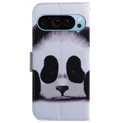For Google Pixel 9 Pro Coloured Drawing Flip Leather Phone Case(Panda) by buy2fix