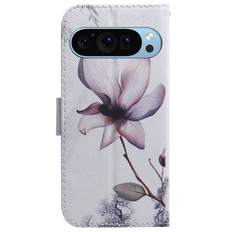 For Google Pixel 9 Pro Coloured Drawing Flip Leather Phone Case(Magnolia) by buy2fix