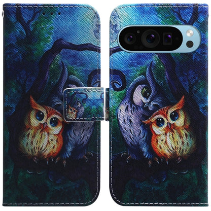 For Google Pixel 9 Coloured Drawing Flip Leather Phone Case(Oil Painting Owl) by buy2fix