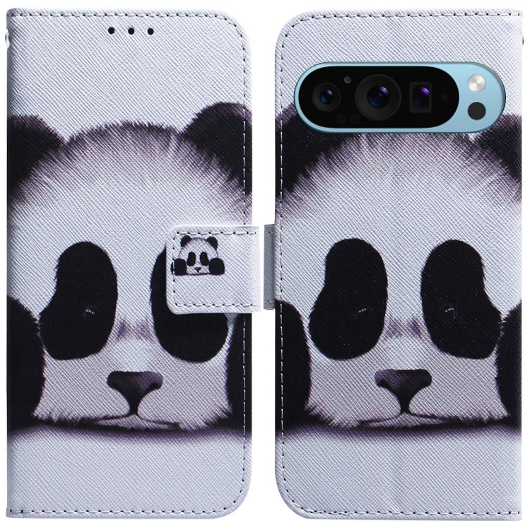 For Google Pixel 9 Coloured Drawing Flip Leather Phone Case(Panda) by buy2fix